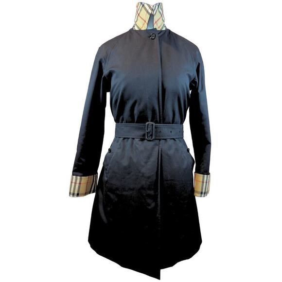 Burberry Trench Coat Black House Check Classic Plaid Winter Lining Jacket US 2 - Picture 5 of 16